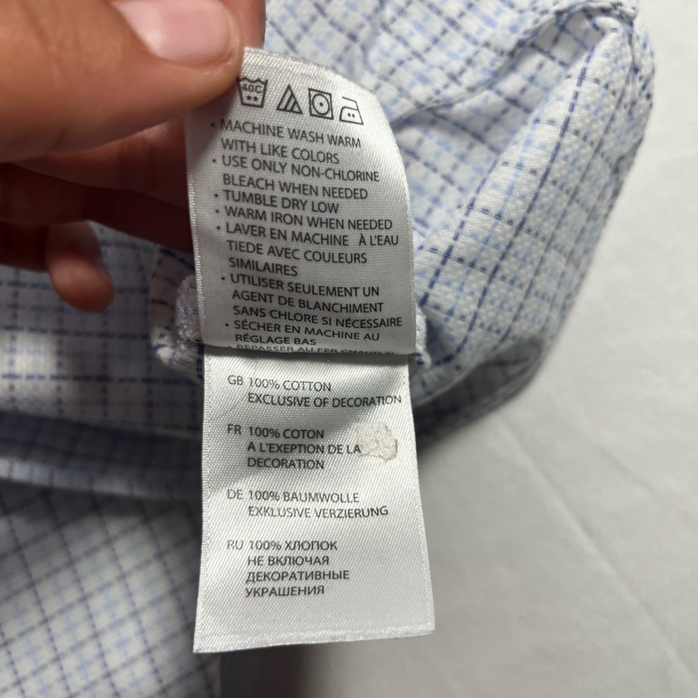 Rochester White and Blue Stripes Size 19 36/37T Button Down Suit Shirt - Picture 12 of 12